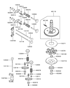 Kawasaki Fh680v-Ds29 Valve And Camshaft Diagram and Parts List for M48-KW (53AI8CT2050-23HP)(2010) Cub Cadet Lawn Tractor
